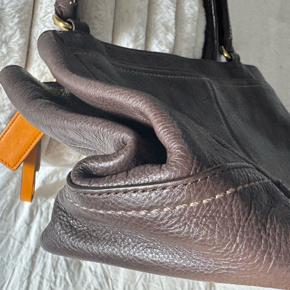 Coach Dark Brown Leather Satchel with Gold Accents - Picture 6 of 6